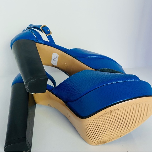 Lavinia leather platform ankle strap peep toe shoes heels sandals 37 6.5 Italy - Picture 7 of 9